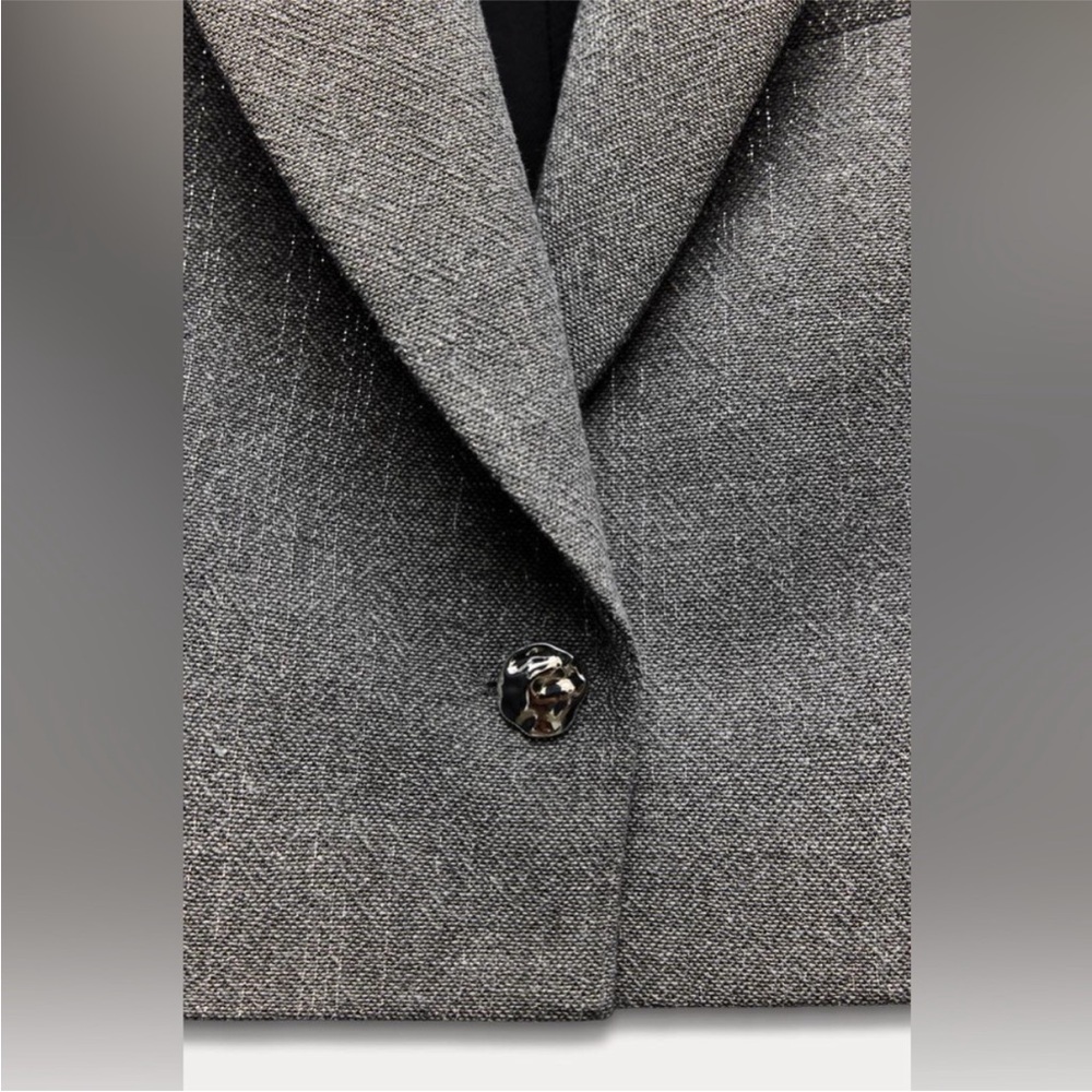 New ZARA Metallic Thread Cropped Blazer - Picture 8 of 10